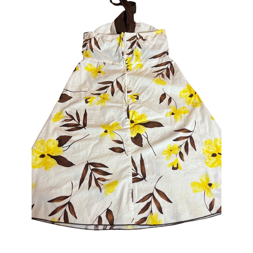 Speechless Halter Dress Size‎ 7 Y2K Floral Empire Waist White Yellow Brown - Picture 7 of 9